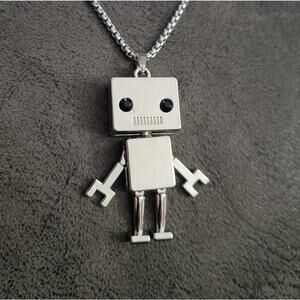 Men's Robot with moving limbs pendant necklace